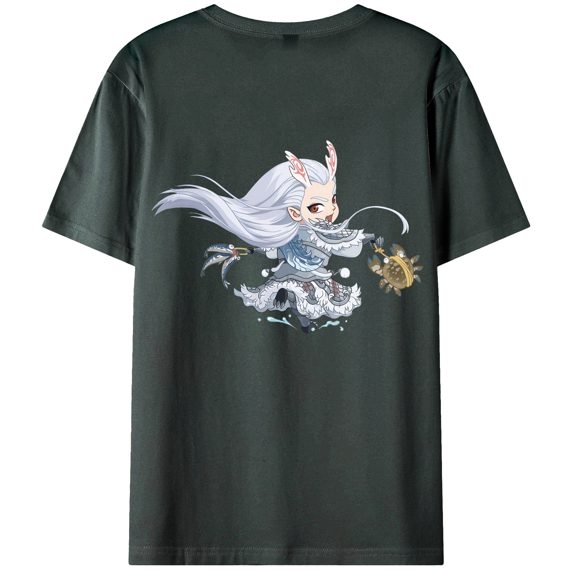 （画像用） Ne Zha 2 ナタ 魔童の大暴れ 綿100％ メンズ半袖Tシャツ（バックプリント） 通気性